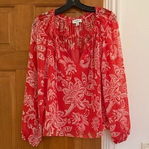 Like new Evereve Red Floral Peasant Blouse